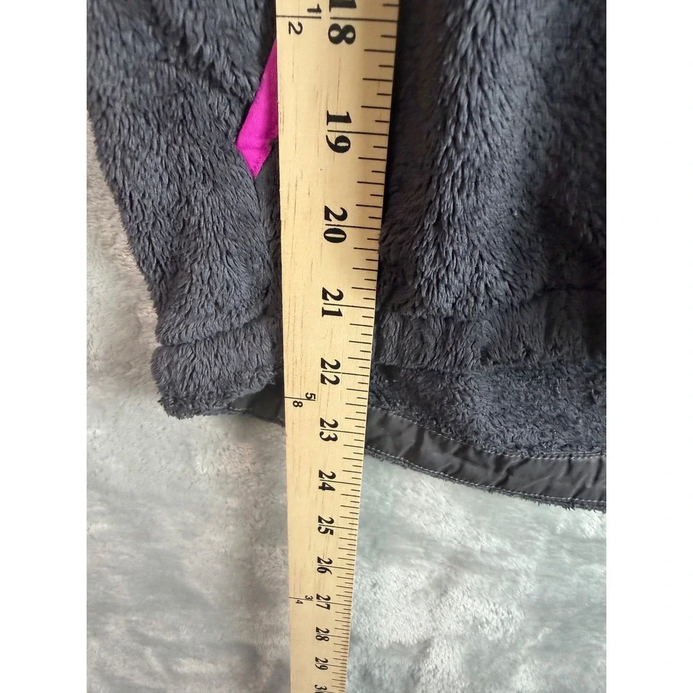THE NORTH FACE Girls XL 18 Gray Pink Hooded Fleece Jacket Full Zip Sherpa